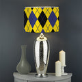 Yellow Blue And Black Argyle Print Drum Lamp Shade