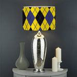 Yellow Blue And Black Argyle Print Drum Lamp Shade