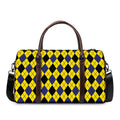 Yellow Blue And Black Argyle Print Duffel Bag