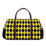 Yellow Blue And Black Argyle Print Duffle Bag