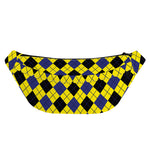 Yellow Blue And Black Argyle Print Fanny Pack