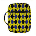 Yellow Blue And Black Argyle Print Front Pocket Bible Bag