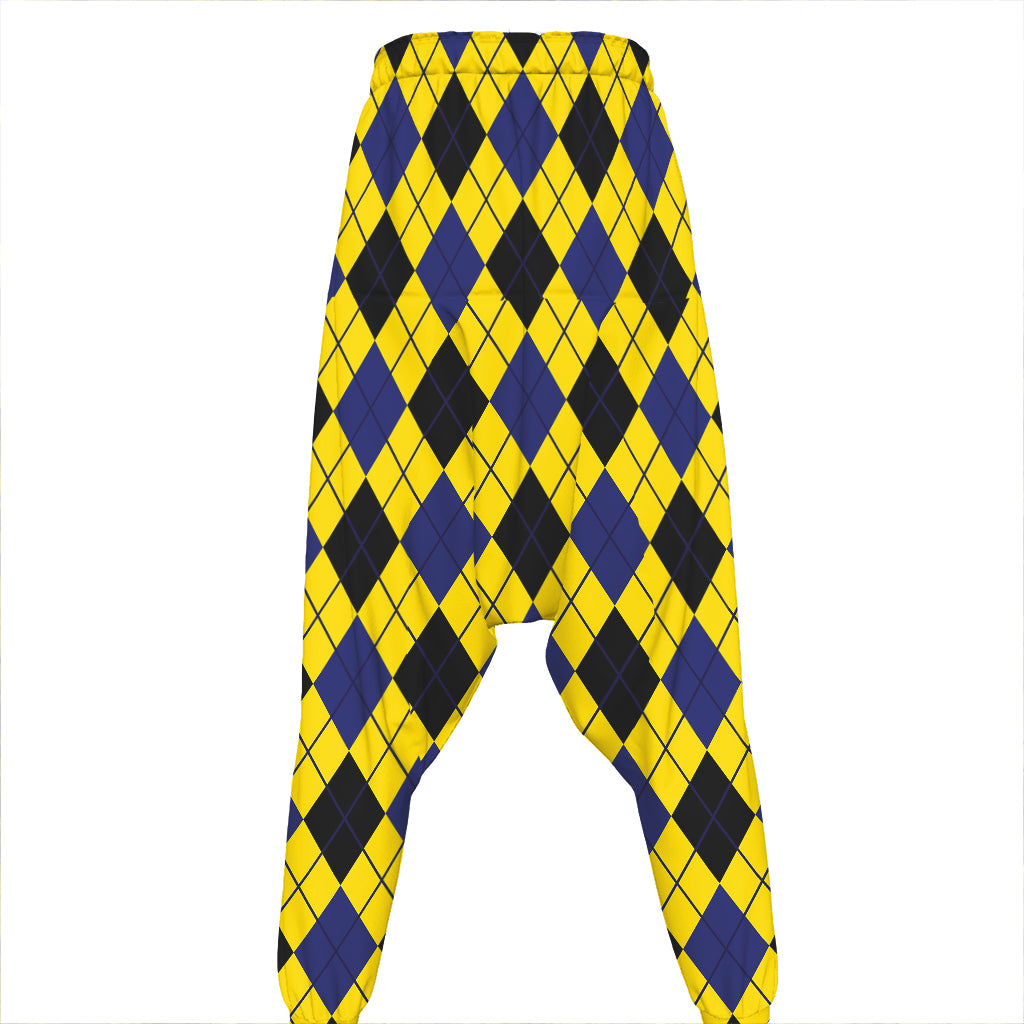 Yellow Blue And Black Argyle Print Hammer Pants
