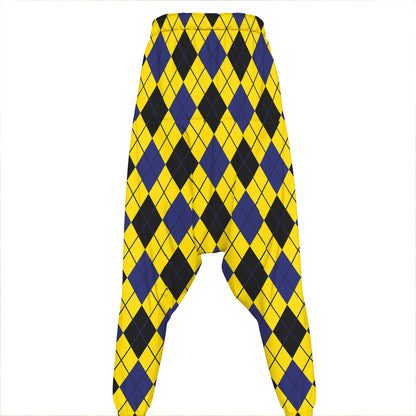 Yellow Blue And Black Argyle Print Hammer Pants