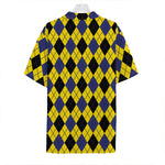 Yellow Blue And Black Argyle Print Hawaiian Shirt