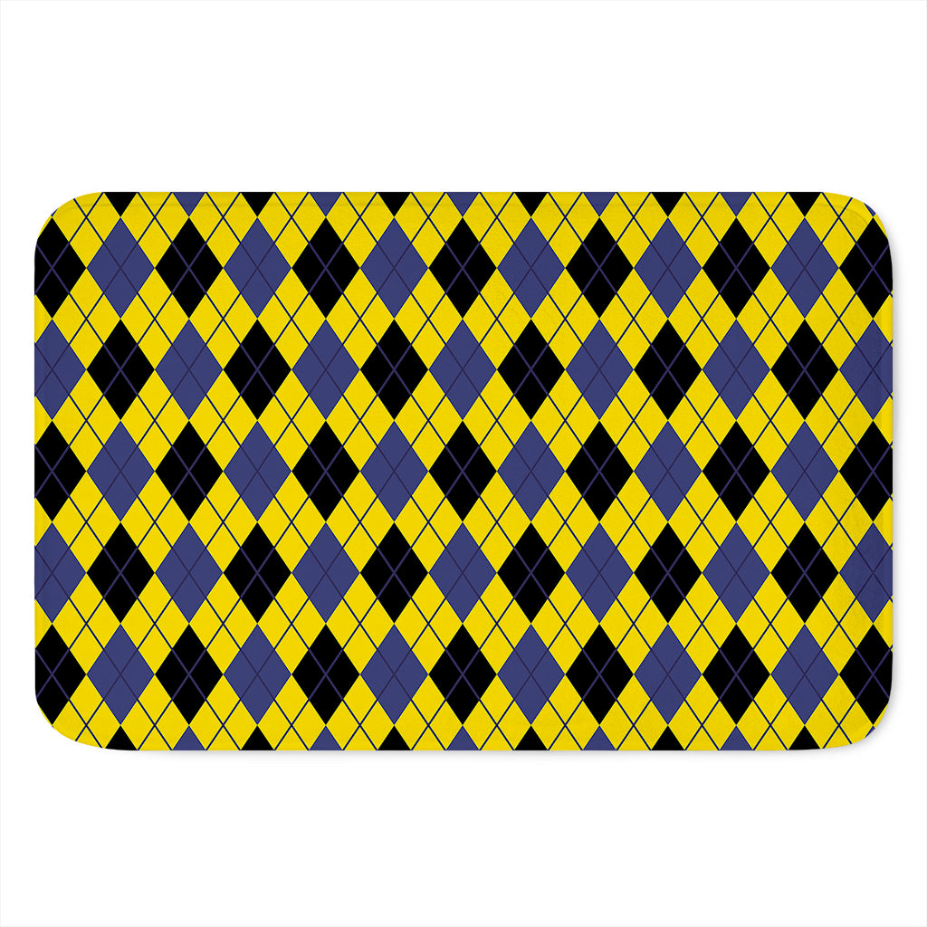 Yellow Blue And Black Argyle Print Indoor Door Mat