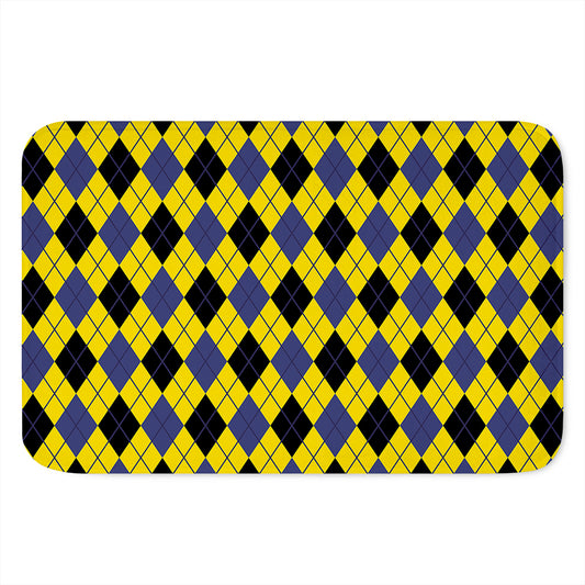 Yellow Blue And Black Argyle Print Indoor Door Mat