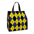 Yellow Blue And Black Argyle Print Insulated Lunch Tote