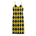 Yellow Blue And Black Argyle Print Jersey Midi Cami Dress