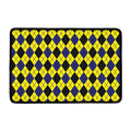 Yellow Blue And Black Argyle Print Kitchen Mat