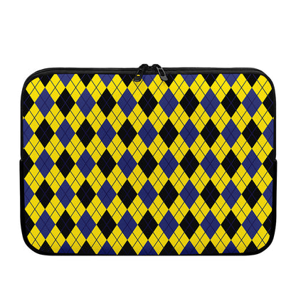 Yellow Blue And Black Argyle Print Laptop Sleeve