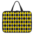 Yellow Blue And Black Argyle Print Laptop Sleeve With Handle