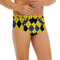 Yellow Blue And Black Argyle Print Men's Briefs