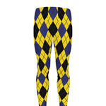 Yellow Blue And Black Argyle Print Men's leggings