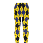 Yellow Blue And Black Argyle Print Men's leggings