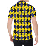 Yellow Blue And Black Argyle Print Men's Shirt