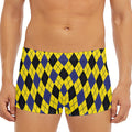 Yellow Blue And Black Argyle Print Men's Short Boxer Briefs