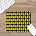 Yellow Blue And Black Argyle Print Mouse Pad