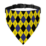 Yellow Blue And Black Argyle Print Over The Collar Dog Bandana