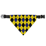 Yellow Blue And Black Argyle Print Over The Collar Dog Bandana
