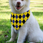 Yellow Blue And Black Argyle Print Over The Collar Dog Bandana