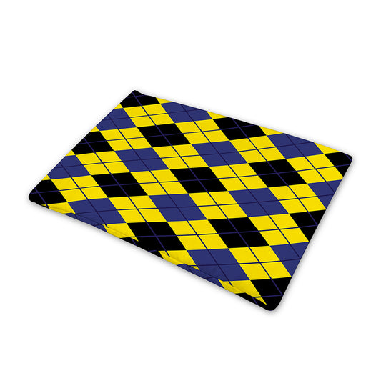 Yellow Blue And Black Argyle Print Pet Cooling Mat Cover
