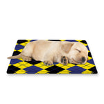 Yellow Blue And Black Argyle Print Pet Cooling Mat Cover
