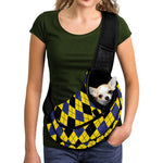 Yellow Blue And Black Argyle Print Pet Sling Carrier