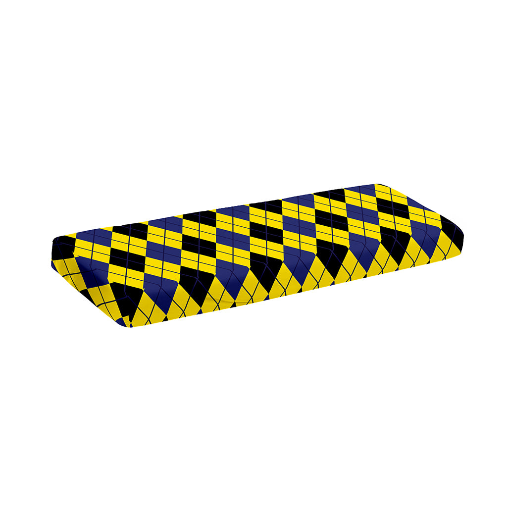 Yellow Blue And Black Argyle Print Piano Keyboard Cover