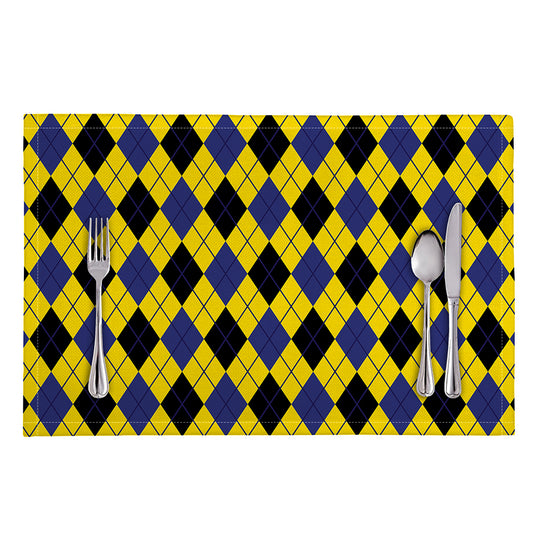 Yellow Blue And Black Argyle Print Placemat