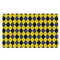 Yellow Blue And Black Argyle Print Polyester Doormat
