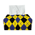 Yellow Blue And Black Argyle Print Rectangle Tissue Box Cover