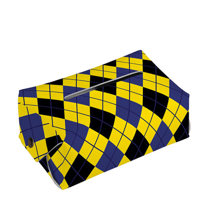 Yellow Blue And Black Argyle Print Rectangle Tissue Box Cover