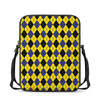 Yellow Blue And Black Argyle Print Rectangular Crossbody Bag