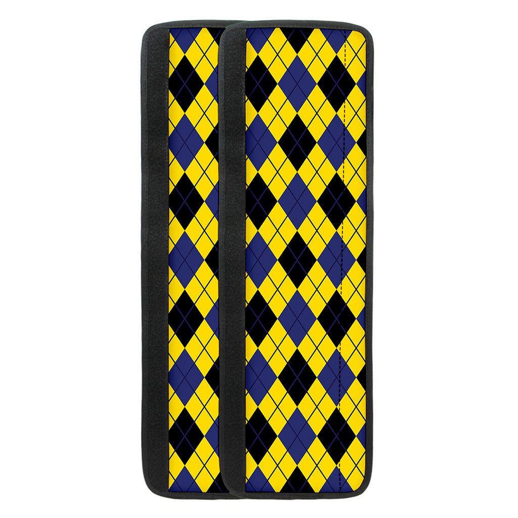 Yellow Blue And Black Argyle Print Refrigerator Handle Covers