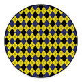 Yellow Blue And Black Argyle Print Round Floor Mat