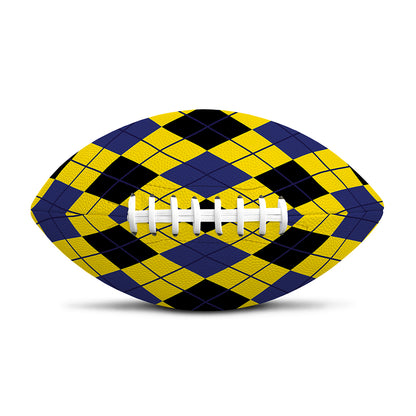 Yellow Blue And Black Argyle Print Rugby Ball