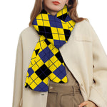 Yellow Blue And Black Argyle Print Scarf