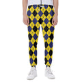 Yellow Blue And Black Argyle Print Joggers