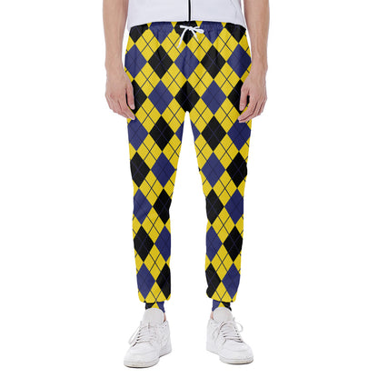 Yellow Blue And Black Argyle Print Scuba Joggers