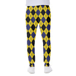 Yellow Blue And Black Argyle Print Scuba Joggers