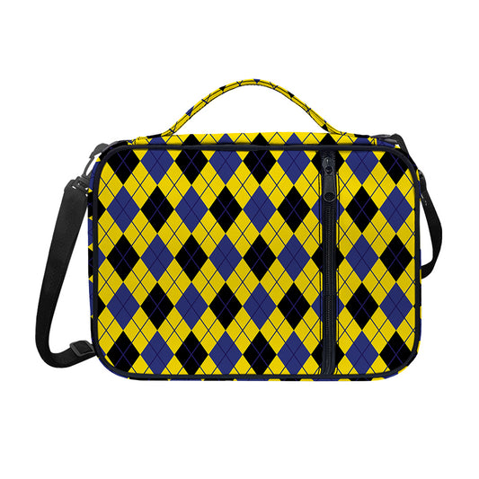 Yellow Blue And Black Argyle Print Shoulder Strap Bible Bag