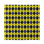 Yellow Blue And Black Argyle Print Silk Bandana