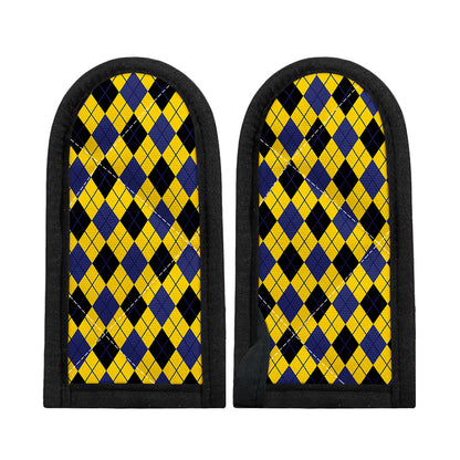 Yellow Blue And Black Argyle Print Skillet Handle Cover