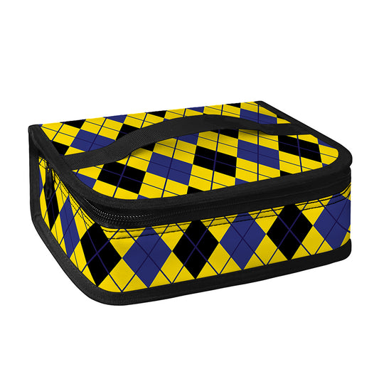 Yellow Blue And Black Argyle Print Small Lunch Bag