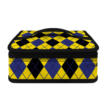 Yellow Blue And Black Argyle Print Small Lunch Bag