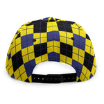 Yellow Blue And Black Argyle Print Snapback Cap