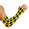 Yellow Blue And Black Argyle Print Sun Protection Arm Sleeves
