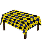 Yellow Blue And Black Argyle Print Tablecloth