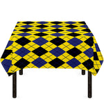 Yellow Blue And Black Argyle Print Tablecloth
